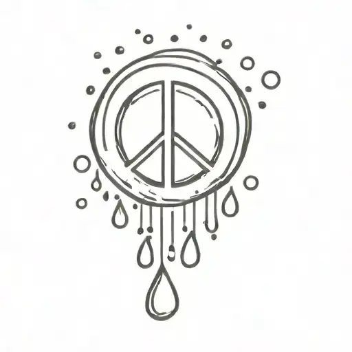 Pure Life Peace Symbol Surrounded My Rain Drops Falling
