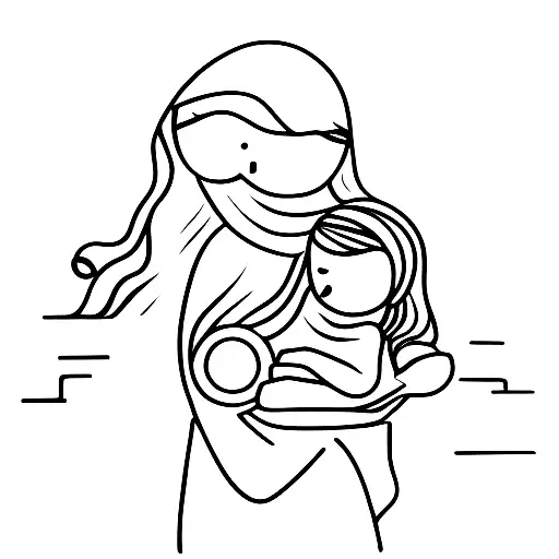 A Minimalistic Tattoo Of A Mother And Child Holding Hands