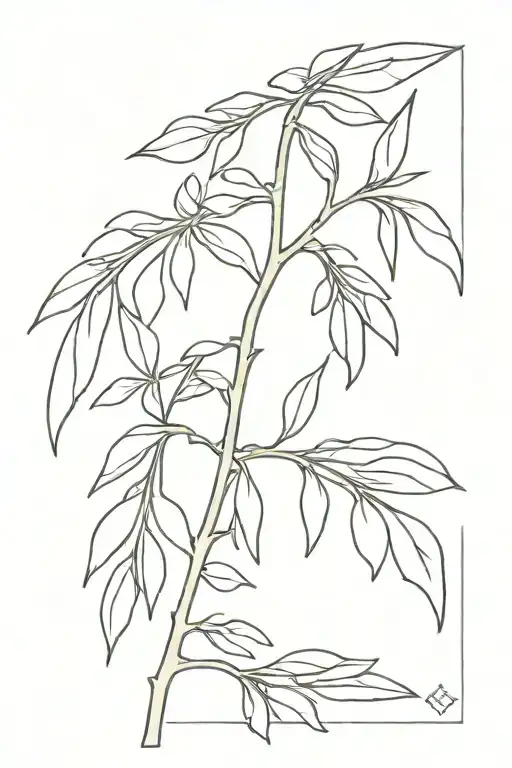 Outline Of New Zealand Kowhai Plant Leaf