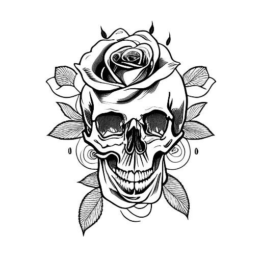 Skulls Facing With Rose