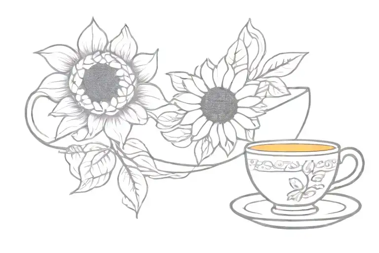 Sunflower And Tea Cup Overflowing