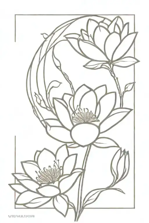 Water Lilly And Morning Glory Flowers