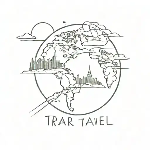 Travel Tattoo Design Featuring
