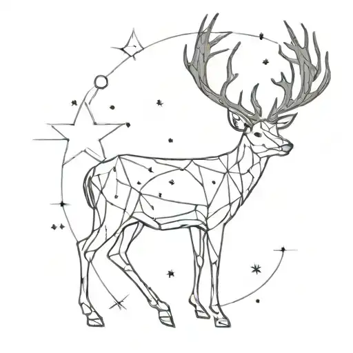 Buck Silhouette And Star Constellation