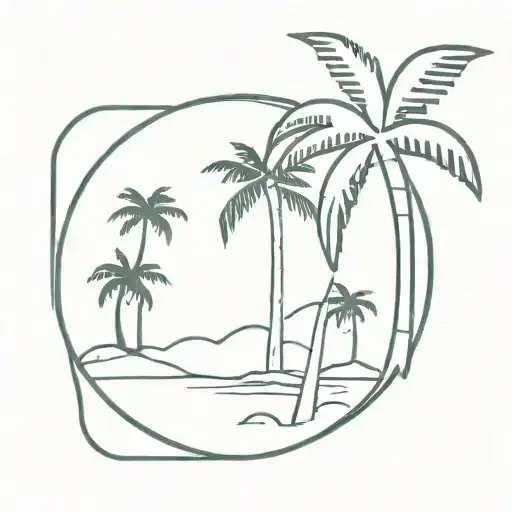 Post Stamp With Palm Tree Inside It