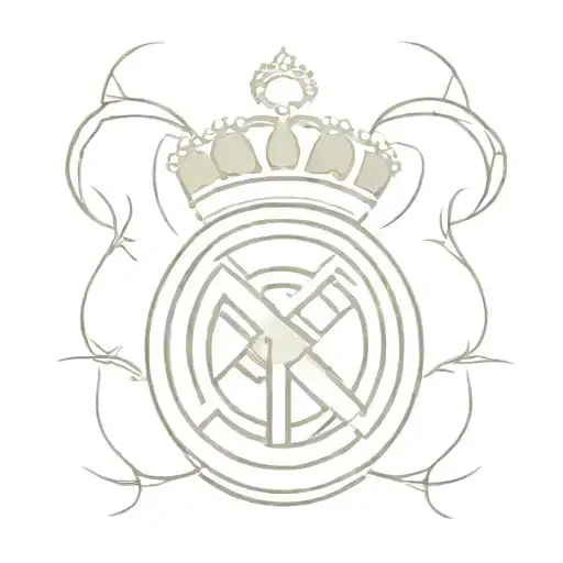 Create A Minimalist Tattoo Of The Real Madrid Logo With Subtle Music Elements Incorporated