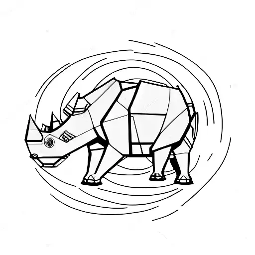 Mechanical Rhinoceros Constellation Symbolizing Strength And Resilience