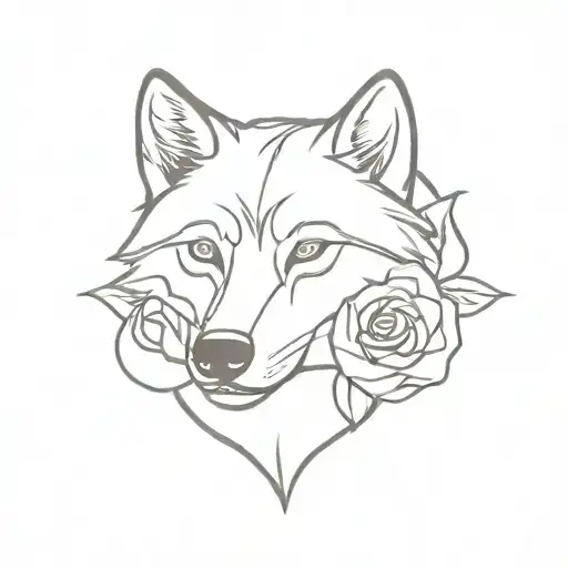 Wolf Face And Rose