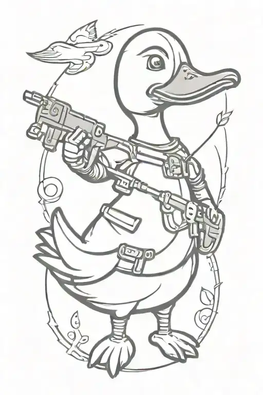 Simple Cartoon Duck With Weapons