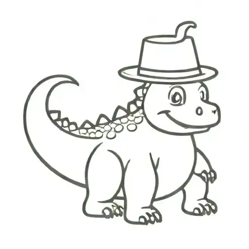Cute Dinosaur With Cute Hat