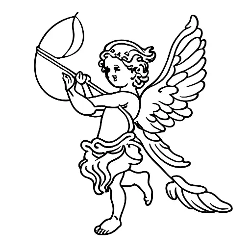 Cupid Sitting On A Crescent Moon