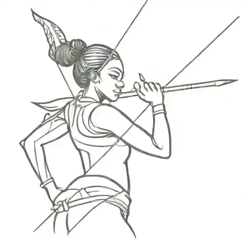 African Woman Holding Sword With Bow And Arrow In The Background Going Into Battle