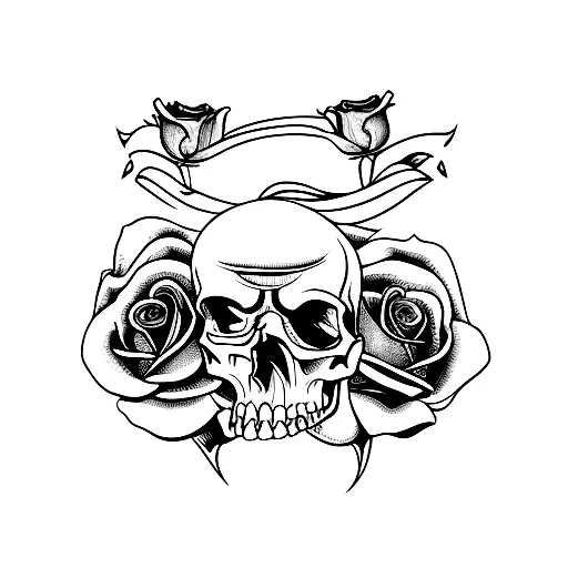 Two Skulls With Rose