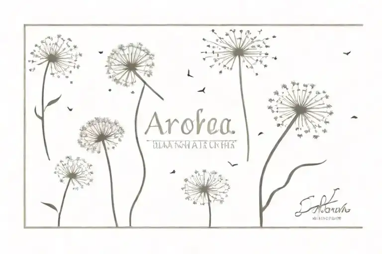 It Must Only Contain One Minimalist Dandelion And Aroha Written The Size Must Be Small