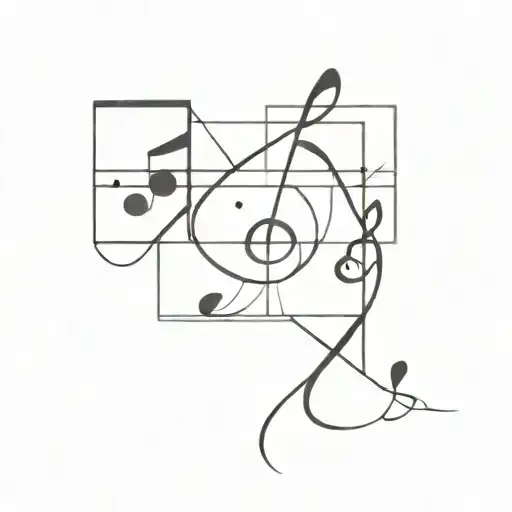 A Geometric Design Incorporating Musical Notes And Symbols Representing Trance Music