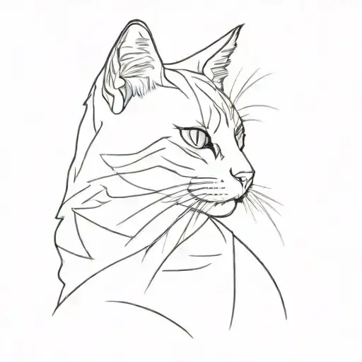 Cat Silhouette Outline Simple Lines