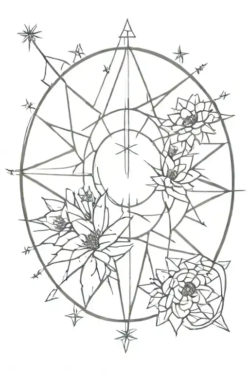 Cresent Moon Cactus Shaped Compass Rose