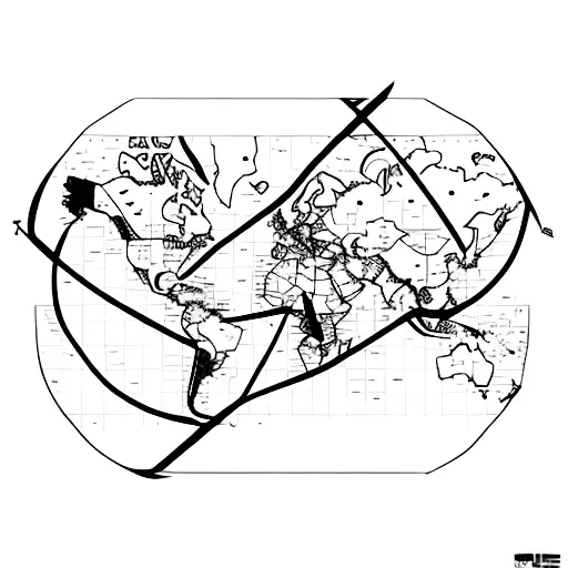 Map Of The World With A Compass
