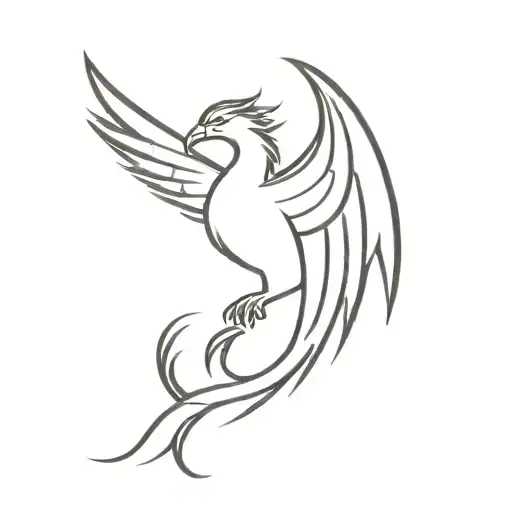 A Minimalist Tattoo Of A Dancing Phoenix Rising Phoenix Wings Spread