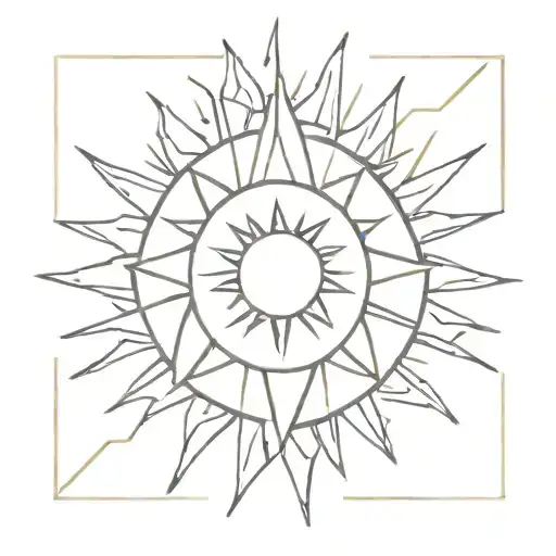 A Minimalist Design Of A Sun With A Tarot Card Motif Integrated Into The Rays