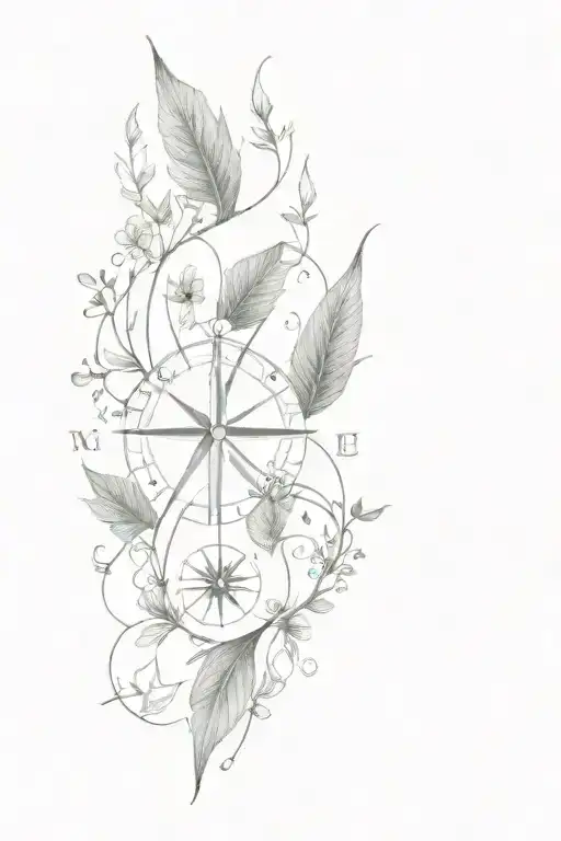 Compass With Vines And Crystals