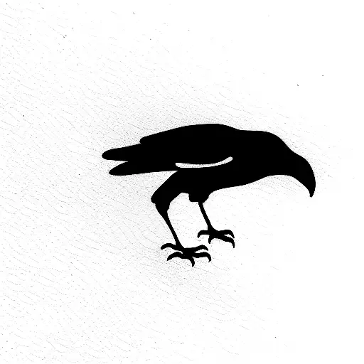 A Black And White Crow With A Red Eye
