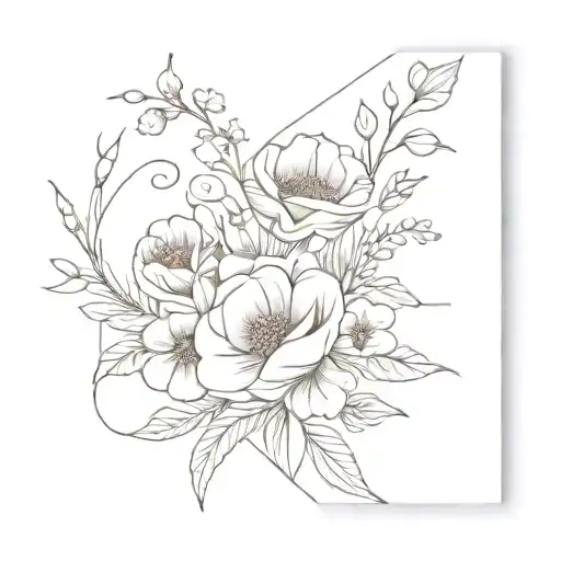 An Elegant Book Cover With A Bouquet Of Flowers As The Centerpiece