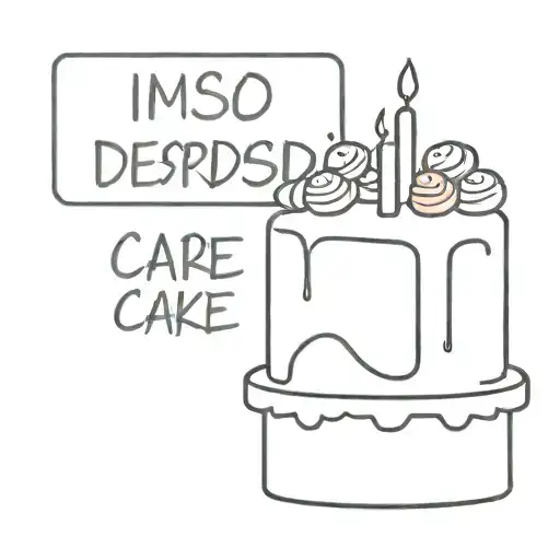 A Minimalist Tattoo Of A Birthday Cake With The Words 'I'm So Depressed' Written On It