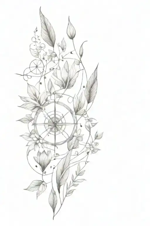 Compass With Vines Geometric Shapes