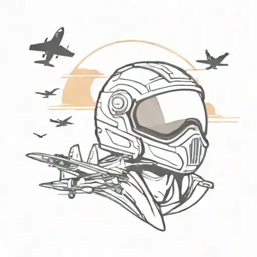 Incorporate Maverick And Goose's Helmets With A Backdrop Of A Sunset Sky And Fighter Jets Flying