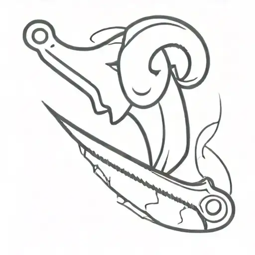 Aries Zodiac Symbol Incorporated Into A Butcher's Cleaver Design