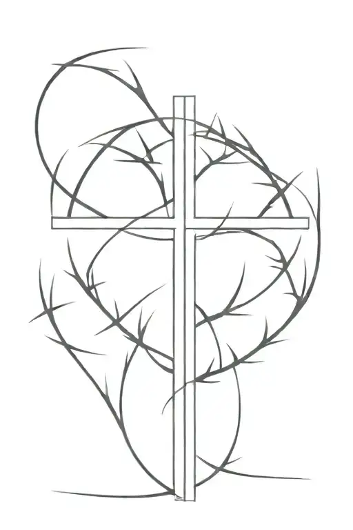 A Christian Cross With Thorns Wrapped Around It