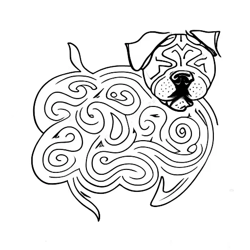 A Sketch Of A Sleeping Dog With The Word 'Dream' Incorporated Into The Design
