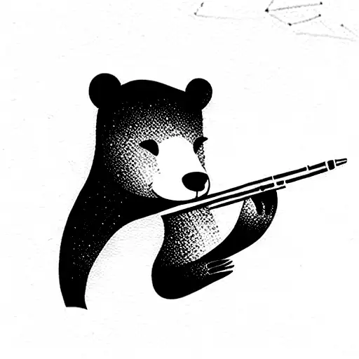 A Bear Cub Playing The Flute