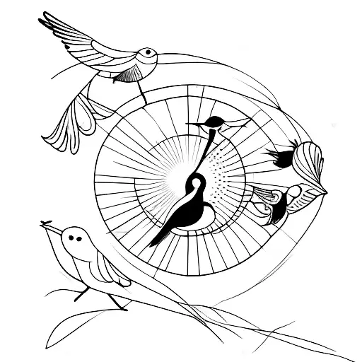 Acoustic Guitar With Birds Flying Out