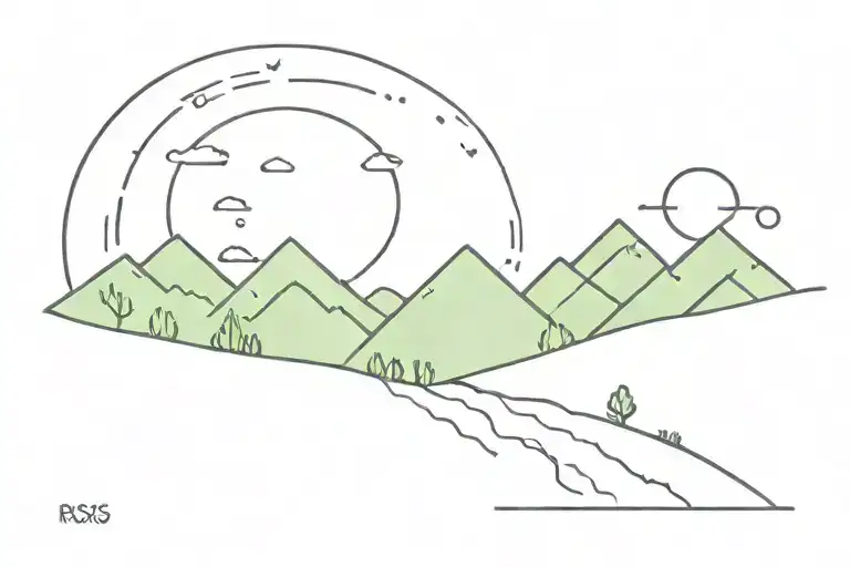 Sun Purple Sky And Green Hill