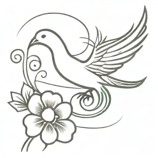 Phoenix With Four Leaf Clover And Yin Yang