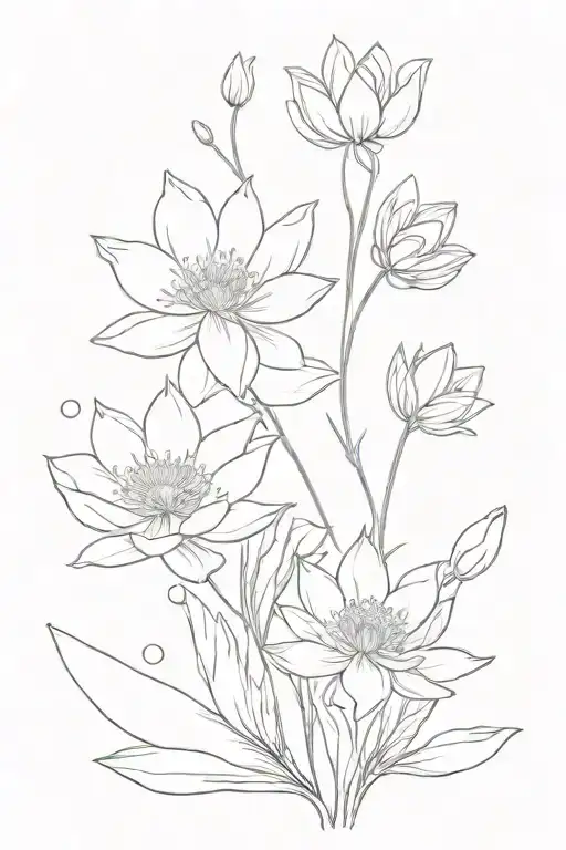 Honeysuckle And Water Lily And Cosmos