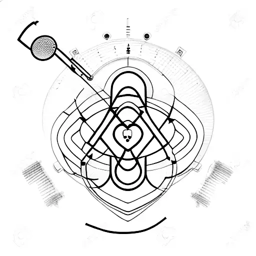 A Minimalist Tattoo Of A Metronome With A Heart Rate Line Instead Of The Pendulum