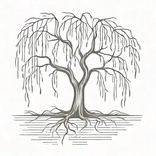 Weeping Willow Tree With Roots