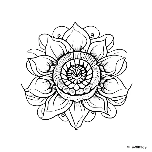 A Minimalist Sunflower With A Hidden Butterfly Within Its Petals