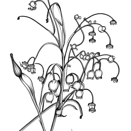 A Scientific Illustration Of A Lily Of The Valley Flower In Black And Grey Style
