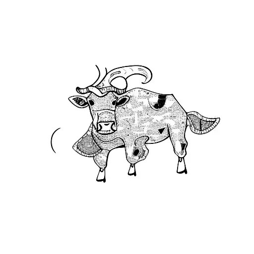 A Cow In A Black Background