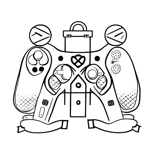 A Minimalist Tattoo Of A Gaming Controller Intertwined With A Coffee Cup