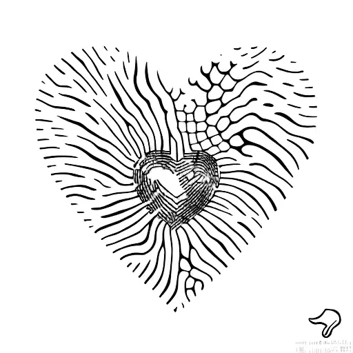 Heart Made Of Fingerprints On A Water Painting Background