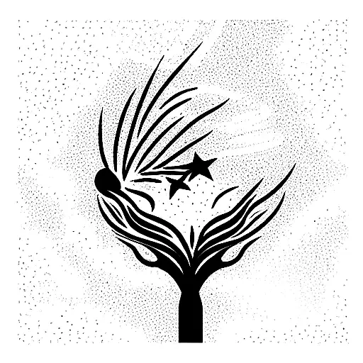 A Tree Of Life With A Shooting Star Leading To A Phoenix