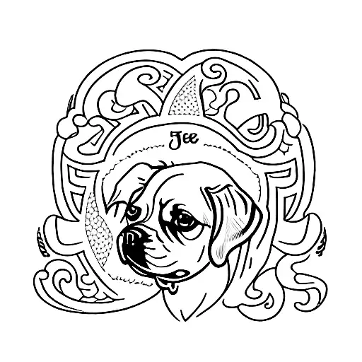 A Tattoo Of Your Girlfriend's Initials With A Small Dog Paws Incorporated