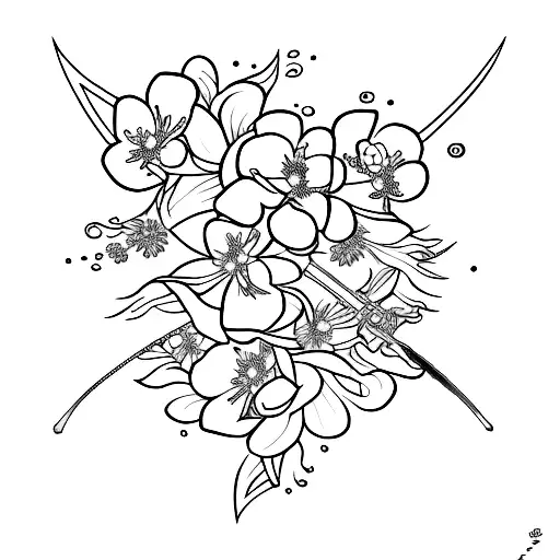 Katana Sword And Blossoms Forearm