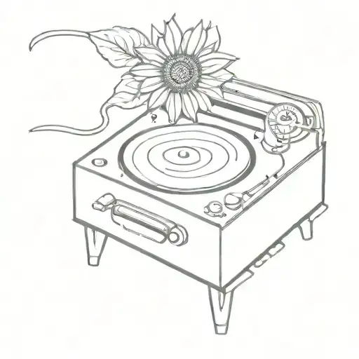 Record Player With Sunflower