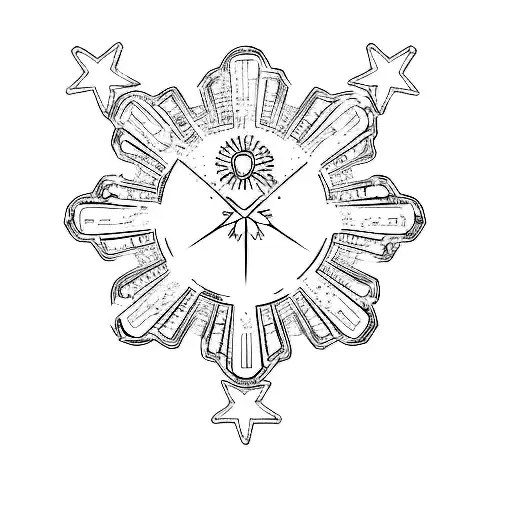 The Flag Of The Philippines But Instead Of Stars And Sun Change It Into Gears